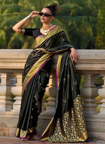 Black color Silk Trendy Saree with Woven