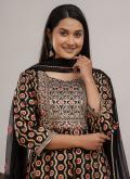 Black Cotton  Embroidered Salwar Suit - 1