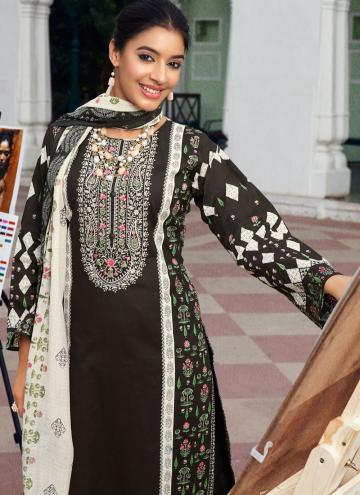 Black Cotton Lawn Digital Print Trendy Salwar Kameez for Ceremonial
