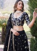 Black Faux Georgette Embroidered A Line Lehenga Choli for Ceremonial - 4