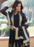 Black Faux Georgette Embroidered Gown for Ceremonial - 4