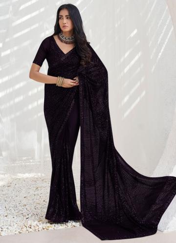 Black Georgette Sequins Work Trendy Saree