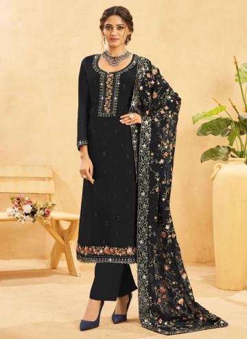 Black Organza Embroidered Salwar Suit for Ceremoni