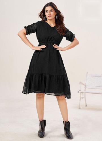 Black Party Wear Kurti in Georgette with Plain Wor