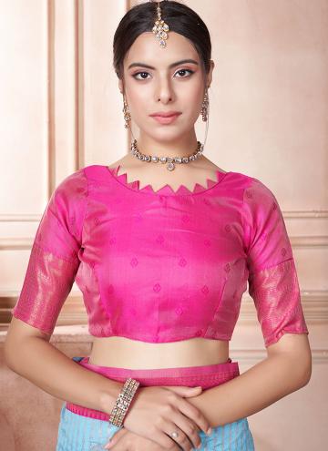 Blue and Pink Kanjivaram Silk Woven Classic Designer Saree for Ceremonial