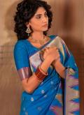 Blue Banarasi Woven Trendy Saree - 1