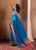Blue Banarasi Woven Trendy Saree - 2