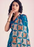 Blue Banarasi Woven Trendy Saree for Ceremonial - 1