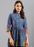 Blue Casual Kurti in Cotton  with Printed - 1