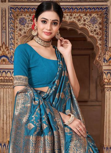 Blue Classic Designer Saree in Banarasi with Woven
