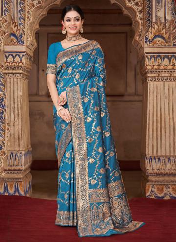 Blue Classic Designer Saree in Banarasi with Woven