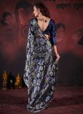 Blue Classic Designer Saree in Brasso with Diamond Work - 2