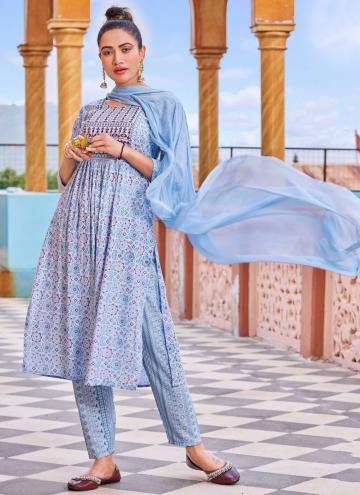 Blue color Digital Print Rayon Salwar Suit