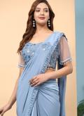 Blue color Embroidered Imported Contemporary Saree - 3
