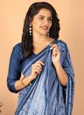 Blue color Silk Trendy Saree with Digital Print - 1