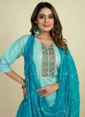 Blue Cotton  Designer Salwar Suit for Ceremonial - 1