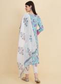 Blue Cotton  Floral Print Salwar Suit for Casual - 1