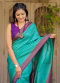 Blue Silk Jacquard Work Trendy Saree for Ceremonial - 1