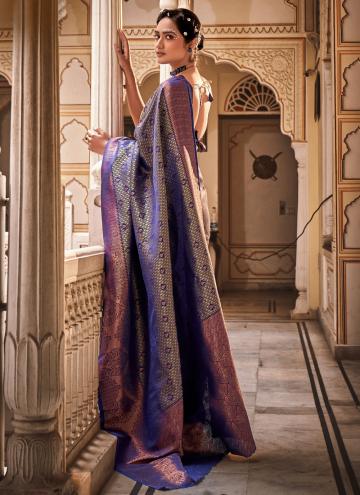 Blue Silk Woven Classic Designer Saree for Ceremon