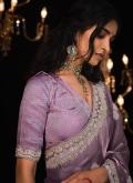 Border Fancy Fabric Purple Classic Designer Saree - 1