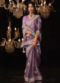 Border Fancy Fabric Purple Classic Designer Saree - 2