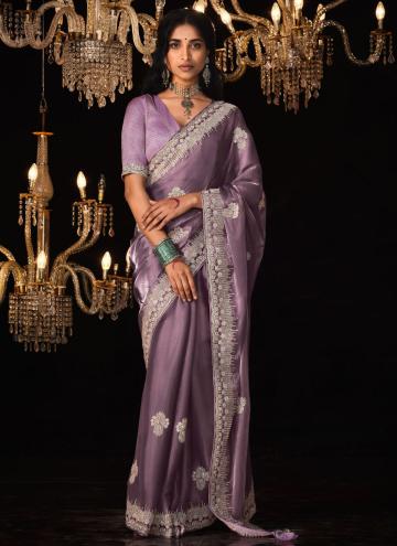 Border Fancy Fabric Purple Classic Designer Saree