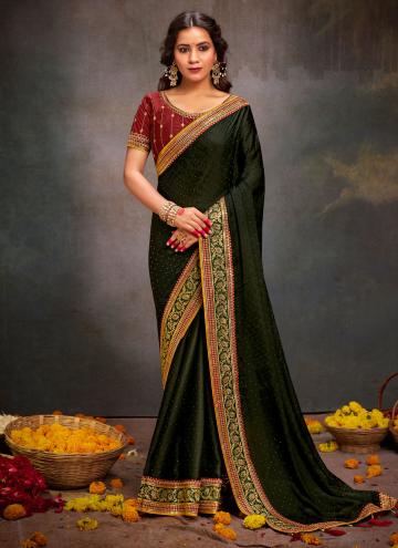 Border Satin Silk Green Trendy Saree