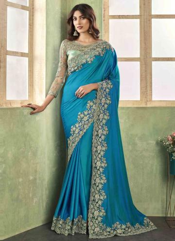 Border Silk Blue Trendy Saree