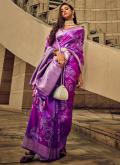 Brasso Classic Designer Saree in Violet Enhanced with Digital Print - 1