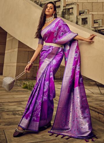Brasso Classic Designer Saree in Violet Enhanced w