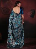 Brasso Contemporary Saree in Teal Enhanced with Diamond Work - 2