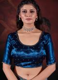 Brasso Contemporary Saree in Teal Enhanced with Diamond Work - 3