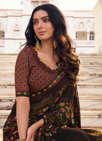 Brown Classic Designer Saree in Georgette with Printed