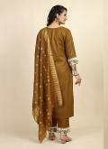 Brown color Cotton  Salwar Suit with Designer - 2