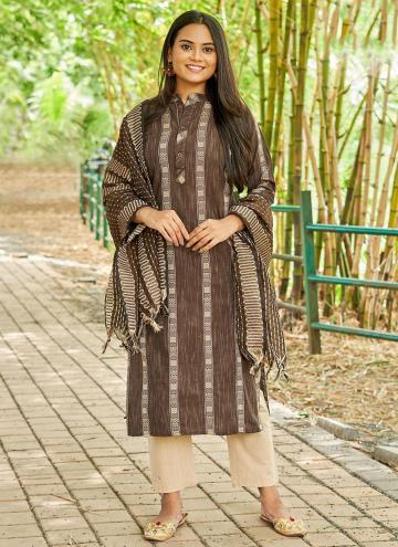 Brown Cotton  Woven Salwar Suit