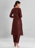 Brown Party Wear Kurti in Rayon with Embroidered - 1