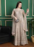 Brown Salwar Suit in Net with Cord - 1