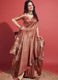 Brown Silk Digital Print Designer Saree for Ceremonial - 3
