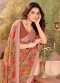 Brown Traditional Saree in Georgette with Printed - 1