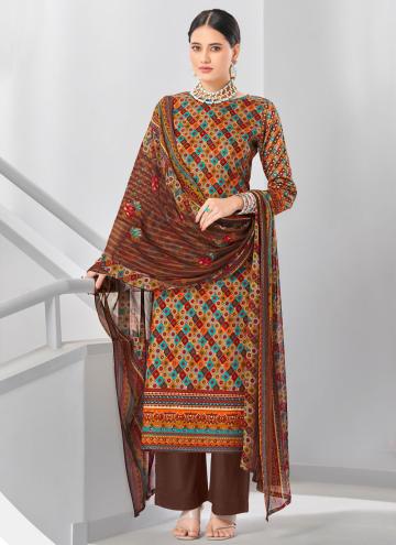 Brown Trendy Salwar Kameez in Cotton  with Digital