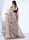 Brown Trendy Saree in Satin Silk with Embroidered - 1