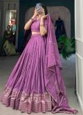 Chanderi Designer Lehenga Choli in Purple Enhanced with Border - 2