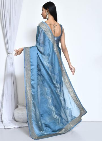 Charming Blue Satin Silk Woven Designer Saree for Engagement