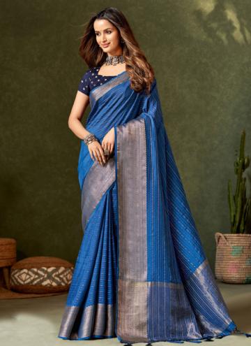 Charming Blue Silk Woven Designer Saree for Ceremonial