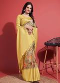 Charming Digital Print Silk Yellow Contemporary Saree - 3