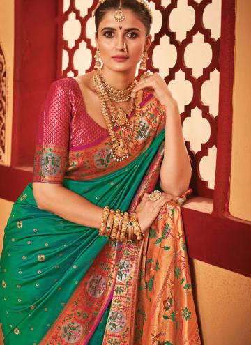 Charming Green Banarasi Swarovski Designer Saree