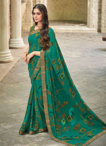 Charming Green Georgette Printed Classic Designer 