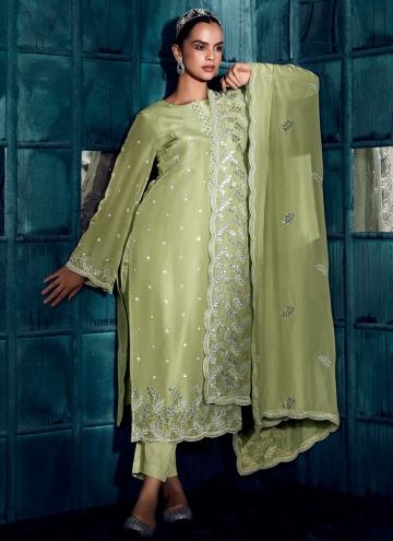 Charming Green Silk Embroidered Salwar Suit