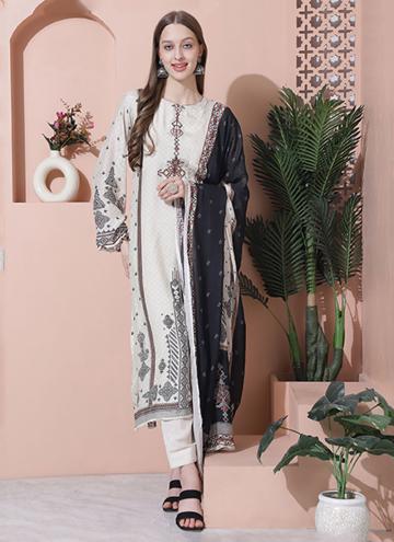 Charming Off White Muslin Embroidered Trendy Salwa