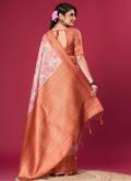 Charming Orange Silk Digital Print Designer Saree for Ceremonial - 2